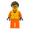 Coast Guard, Woman, Orange Jumpsuit, Yellow Life Vest, Reddish Brown Hair, Glasses