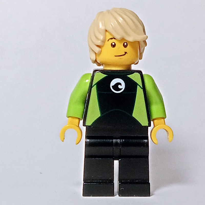 LEGO Tom, Black and Lime Wetsuit, Tan Hair (fig-007282)