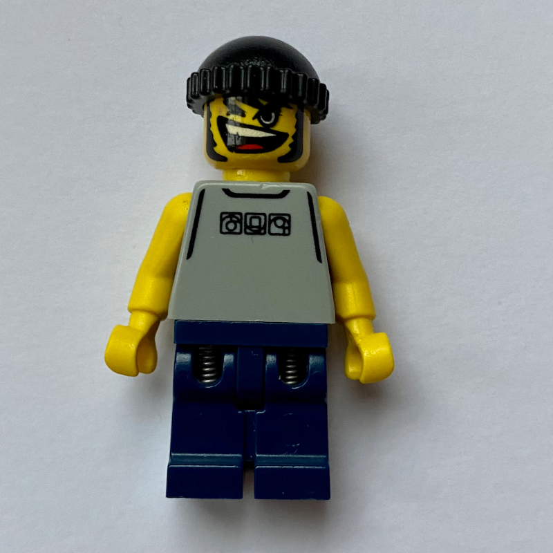 LEGO Basketball Player, Light Gray Torso and Dark Blue Legs, Black Hat (fig-007323)
