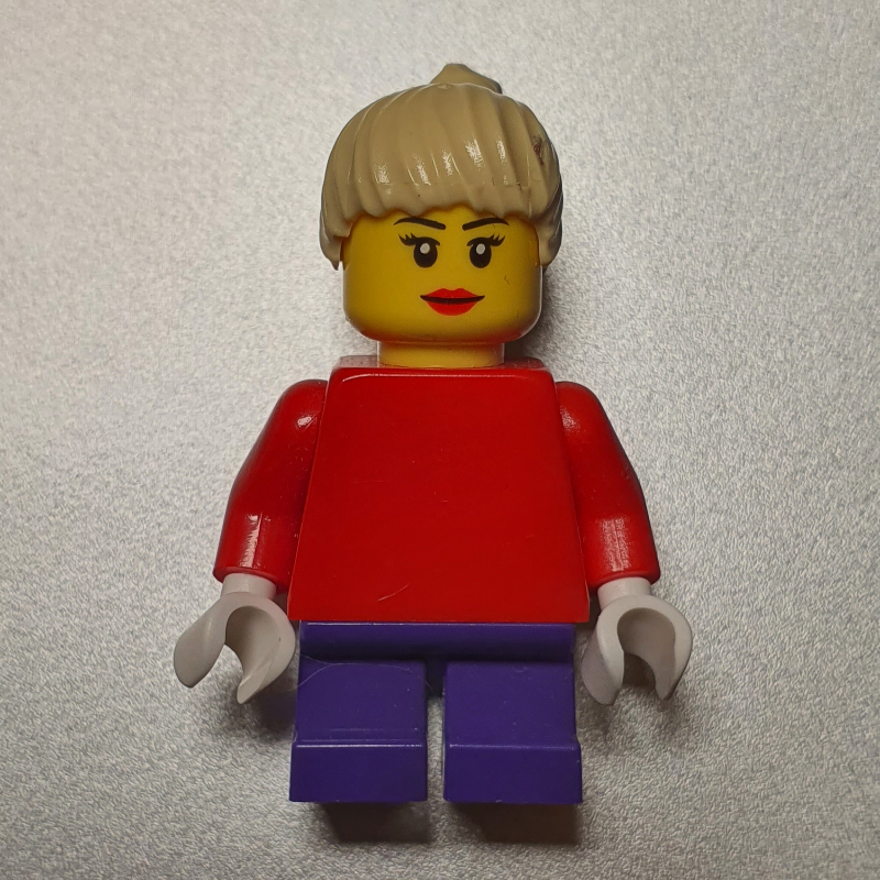 LEGO Girl, Plain Red Torso, Short Dark Purple Legs, Tan Hair (3626bpr0892 Head) (fig-007332)
