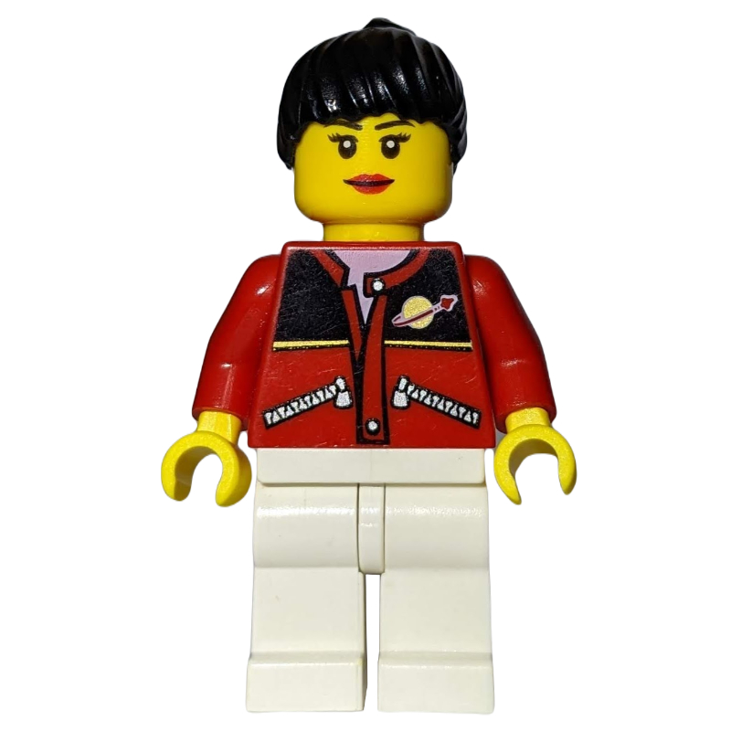 LEGO Woman, Red Jacket, White Legs, Black Hair (3626bpr0892 Head) (fig-007333)