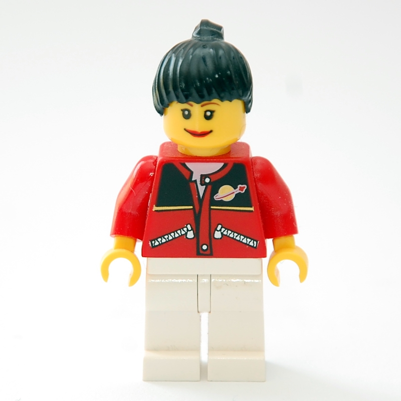 LEGO Woman, Red Jacket, White Legs, Black Hair (3626bpr0043 Head) (fig-007334)