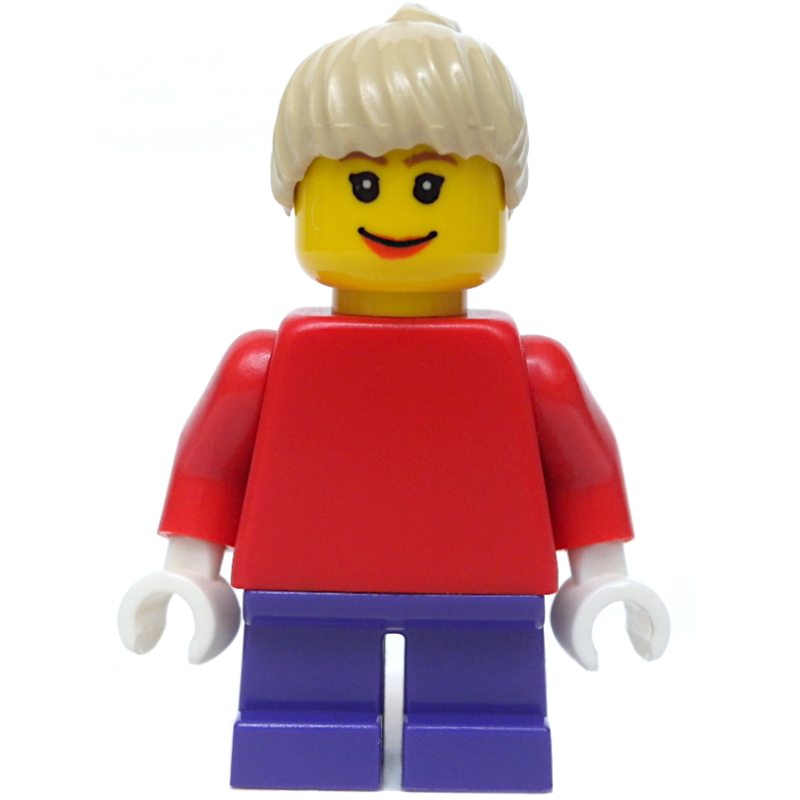 LEGO Girl, Plain Red Torso, Short Dark Purple Legs, Tan Hair (3626bpr0043 Head) (fig-007335)