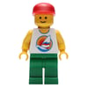 White Torso with Surfboard, Green Legs, Red Cap (3626b Head)