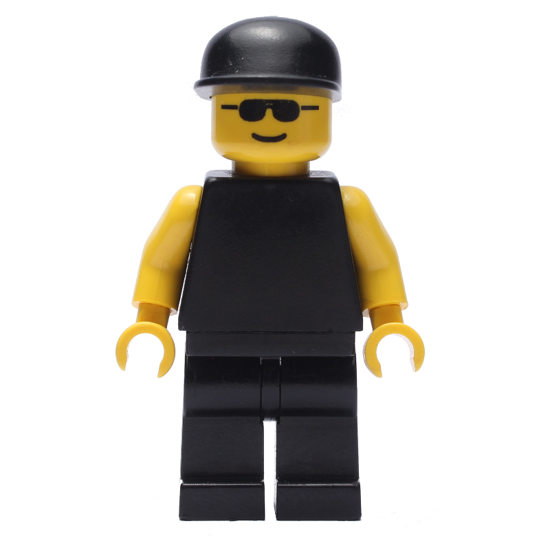 LEGO Black Torso, Yellow Arms, Black Legs, Black Cap (fig-007352)