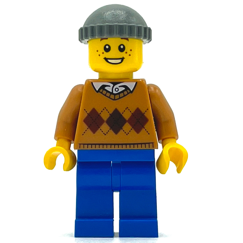LEGO Man, Argyle Sweater, Blue Legs, Hat (fig-007360)