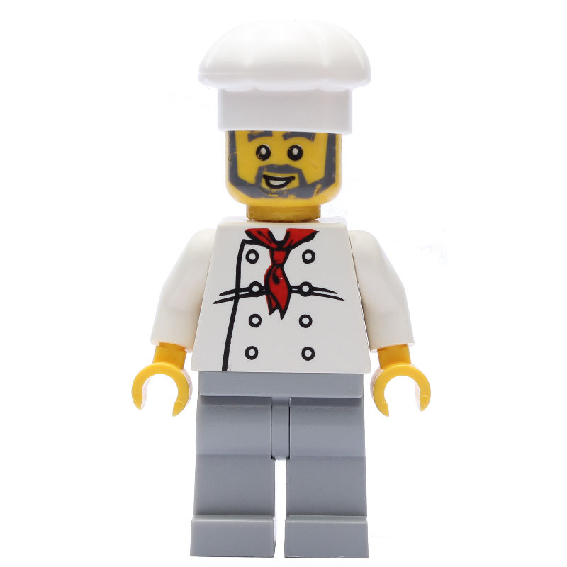 LEGO Chef, Red Neckerchief, Light Bluish Gray Legs, Light Bluish Gray Beard (fig-007368)