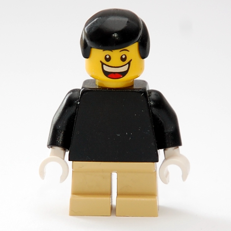 LEGO Boy, Plain Black Torso, Short Tan Legs (fig-007371)