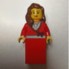 Woman, Cardigan Tied with Bow and Necklace, Red Skirt (3626bpr0892 Head)