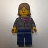 Woman, Dark Bluish Gray Jacket with Magenta Scarf, Dark Blue Legs, Dark Tan Hair