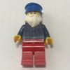 Man, Dark Blue Plaid Shirt, Red Legs, Blue Hat, White Beard