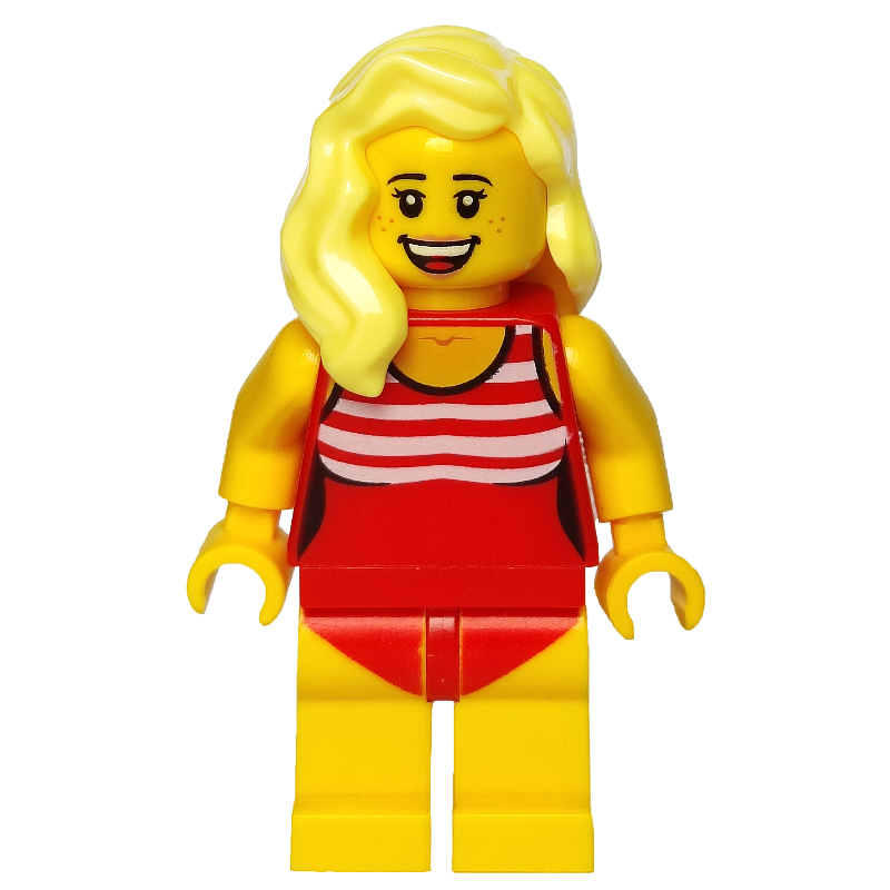 LEGO Woman, Red Swimsuit, Bright Light Yellow Hair (fig-007418)