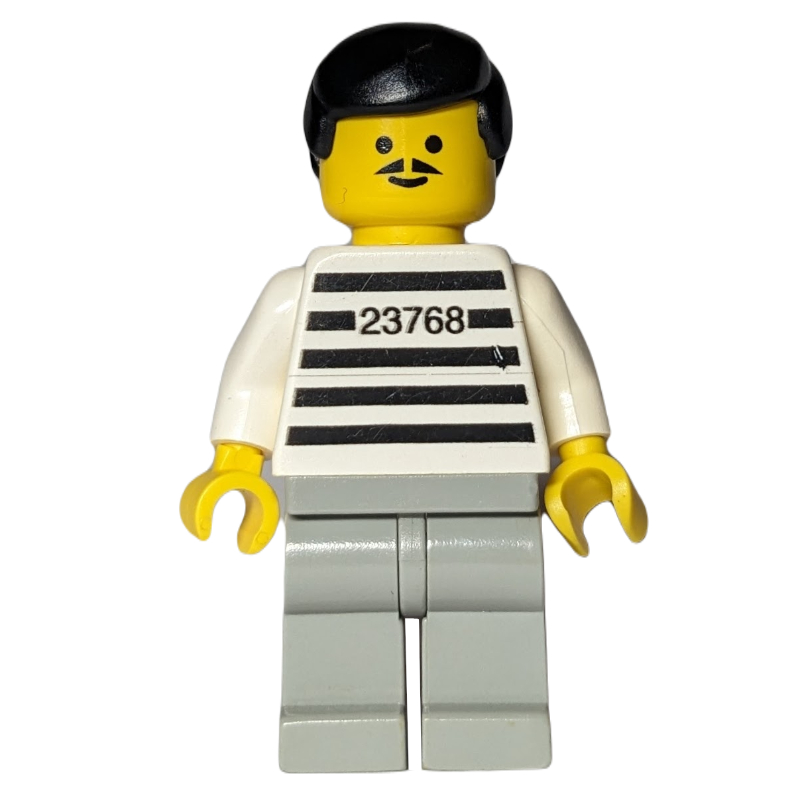 LEGO Jailbreak Joe, Prison Shirt with #23768, Light Gray Legs (fig-007426)