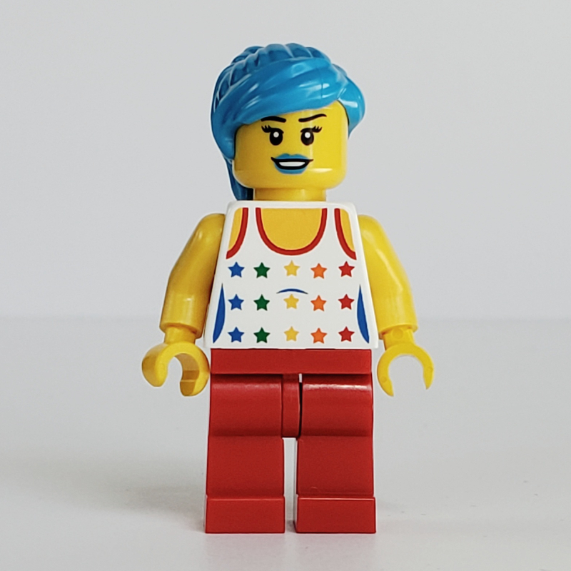 LEGO Musician, Woman, Tank Top with Rainbow Colored Stars, Dark Azure Hair (fig-007452)