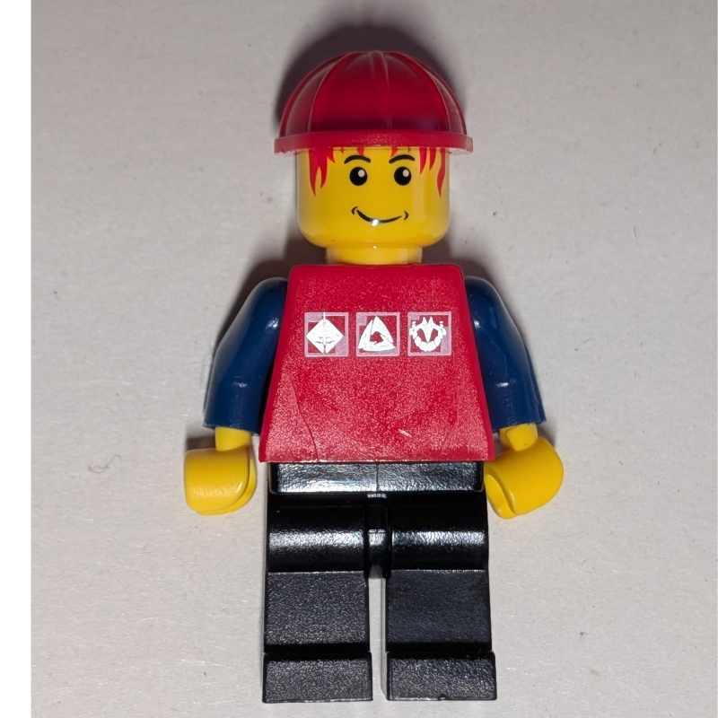 LEGO Man, Red Shirt with Dark Blue Arms, Red Hard Hat (fig-007466)