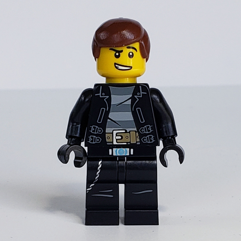LEGO Criminal, Open Leather Jacker over Prison Shirt, Reddish Brown Hair (fig-007469)