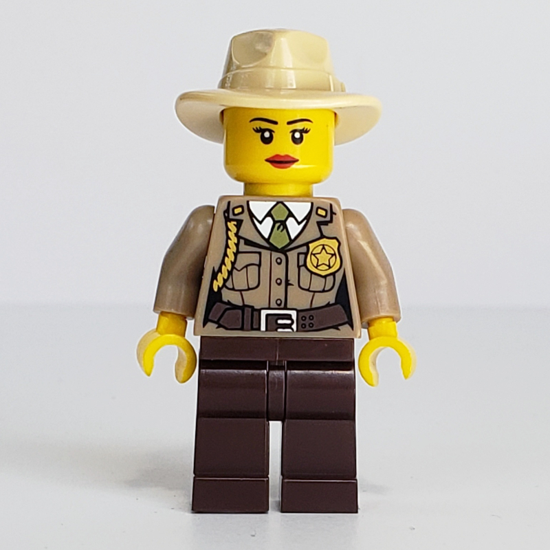 LEGO Swamp Police / Ranger, Woman, Tan Campaign Hat, Dark Brown Legs (fig-007471)