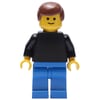 Man, Plain Black Torso, Blue Legs, Reddish Brown Hair