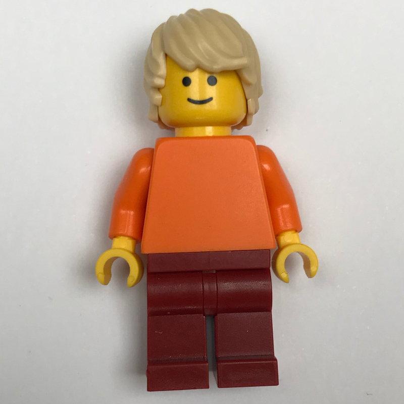 LEGO Man, Plain Orange Torso, Dark Red Legs, Tan Hair (fig-007476)