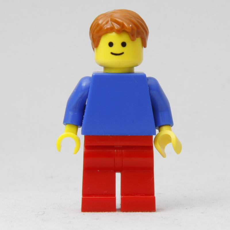 LEGO Man, Plain Blue Torso and Red Legs, Dark Orange Hair (fig-007477)