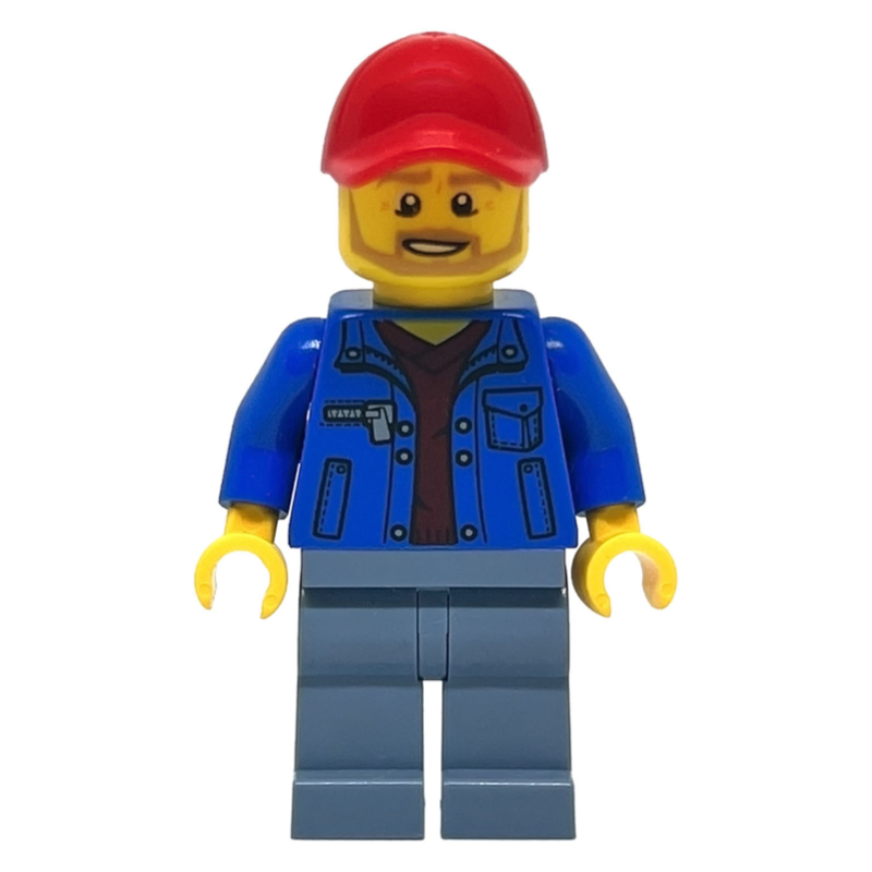 LEGO Blue Jacket, Sand Green Legs, Beard, Red Cap (fig-007495)
