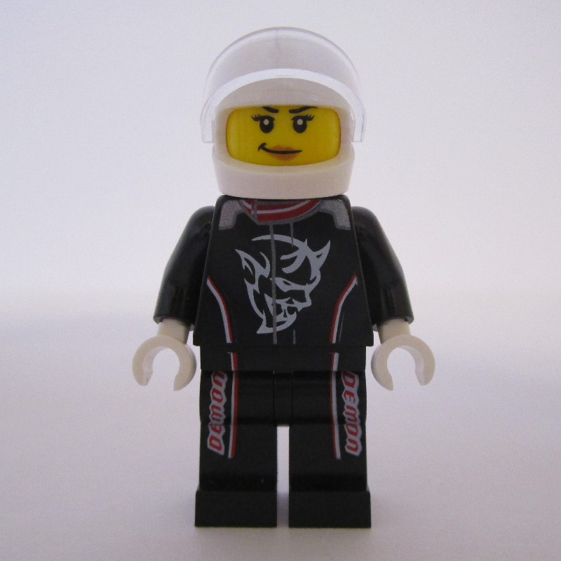 LEGO Race Driver, Black Torso, Black Legs, White Helmet. Demon (fig-007500)