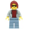 Track Official, Light Bluish Gray Torso, Sand Blue Legs, Dark Red Hair
