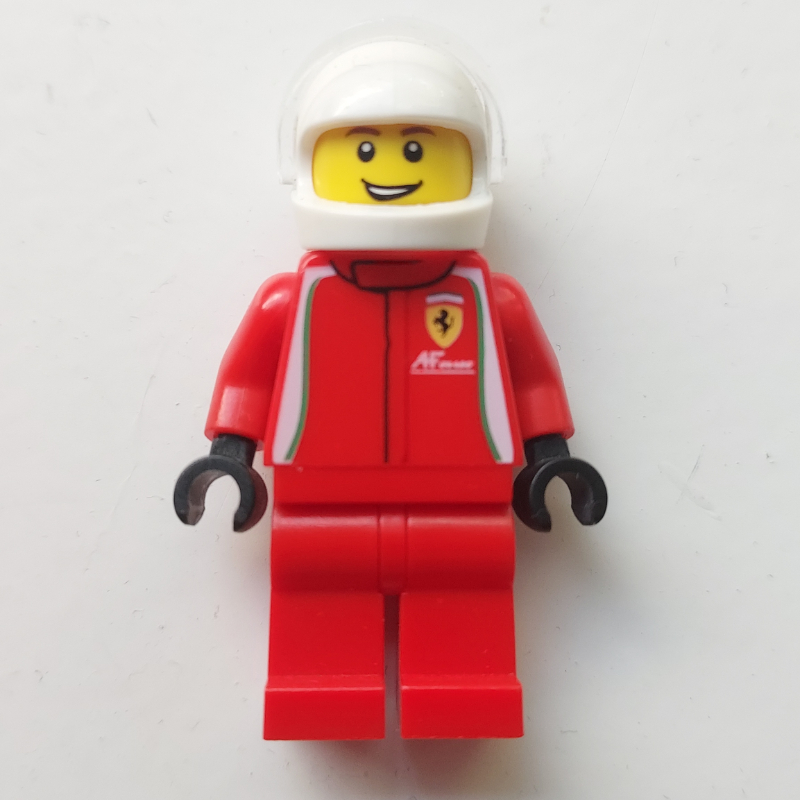 LEGO Race Driver, Red Torso, Red Legs, White Helmet, Ferrari (fig-007502)