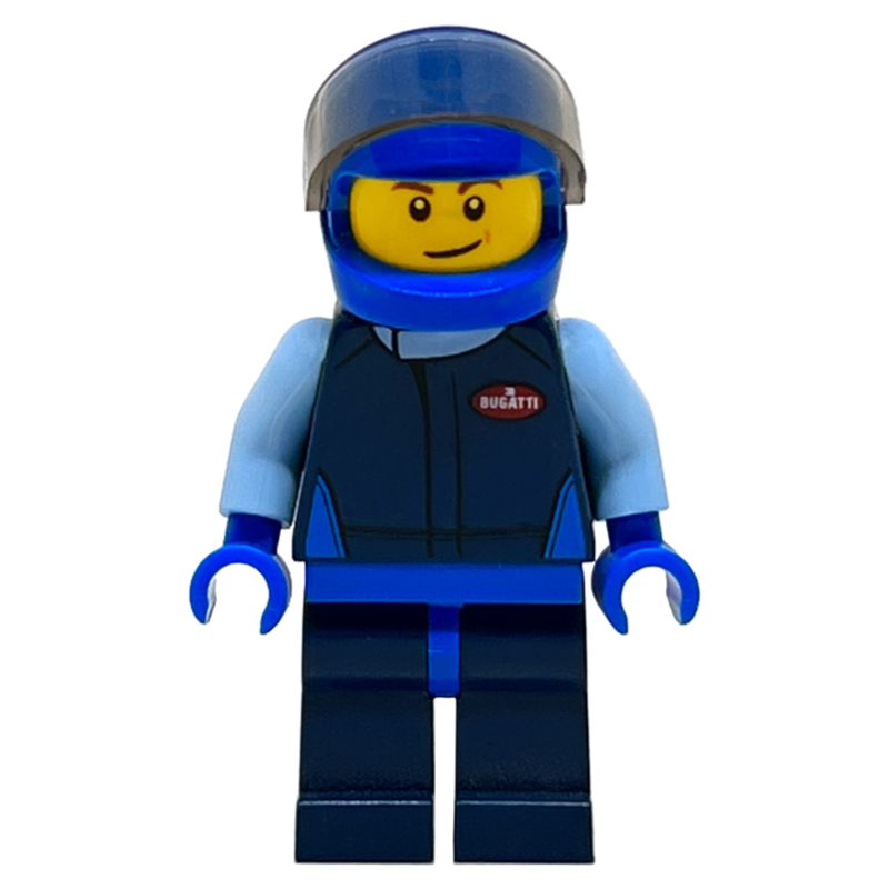 LEGO Race Driver, Dark Blue Torso, Dark Blue Legs, Blue Helmet, Bugatti (fig-007504)