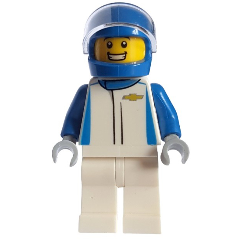LEGO Race Driver, White Torso, White Legs, White Helmet, Chevrolet (fig-007508)