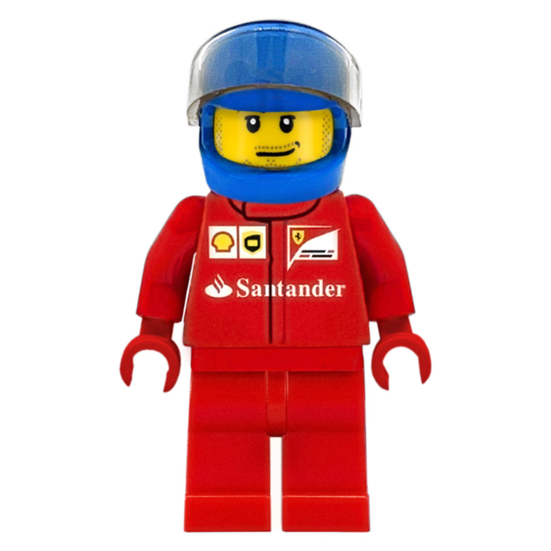 LEGO Race Driver, Red Torso, Red Legs, Blue Helmet, Ferrari 1 (fig-007509)