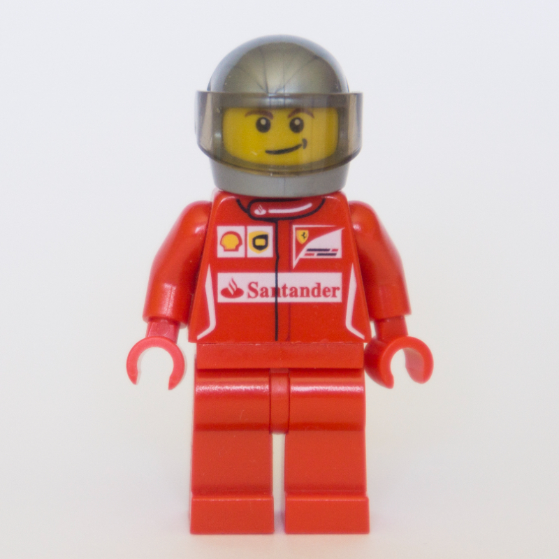 LEGO Race Driver, Red Torso, Red Legs, Dark Pearl Helmet, Ferrari (fig-007510)