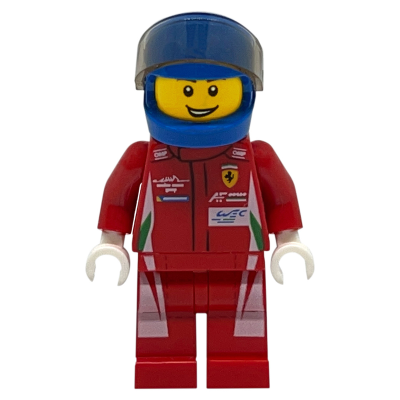 LEGO Race Driver, Red Torso, Red Legs, Blue Helmet, Ferrari 2 (fig-007521)