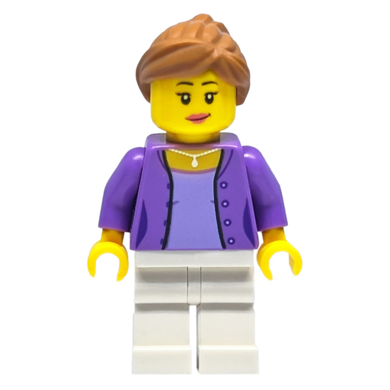 LEGO Medium Lavender Torso, White Legs, Medium Nougat Hair (fig-007525)