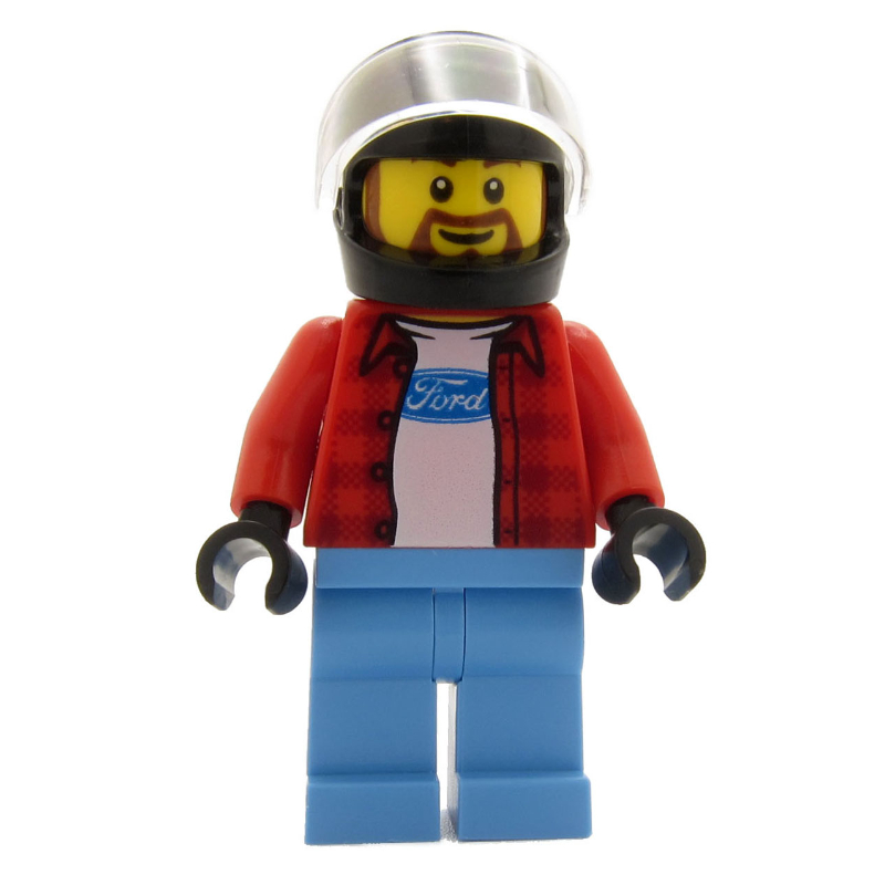 LEGO Race Driver, Red Torso, Medium Blue Legs, Black Helmet, Ford (fig-007528)