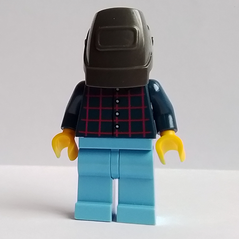 LEGO Mechanic, Dark Blue Torso, Medium Blue Legs, Welding Mask (fig-007529)