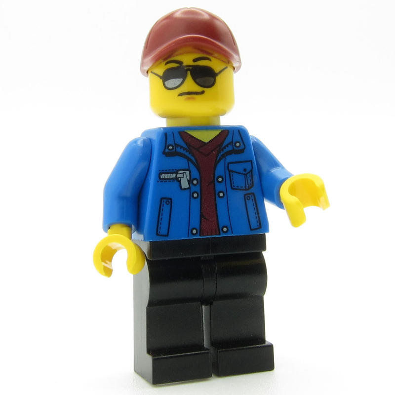 LEGO Race Official, Blue Torso, Black Blue Legs, Dark Red Cap (fig-007530)