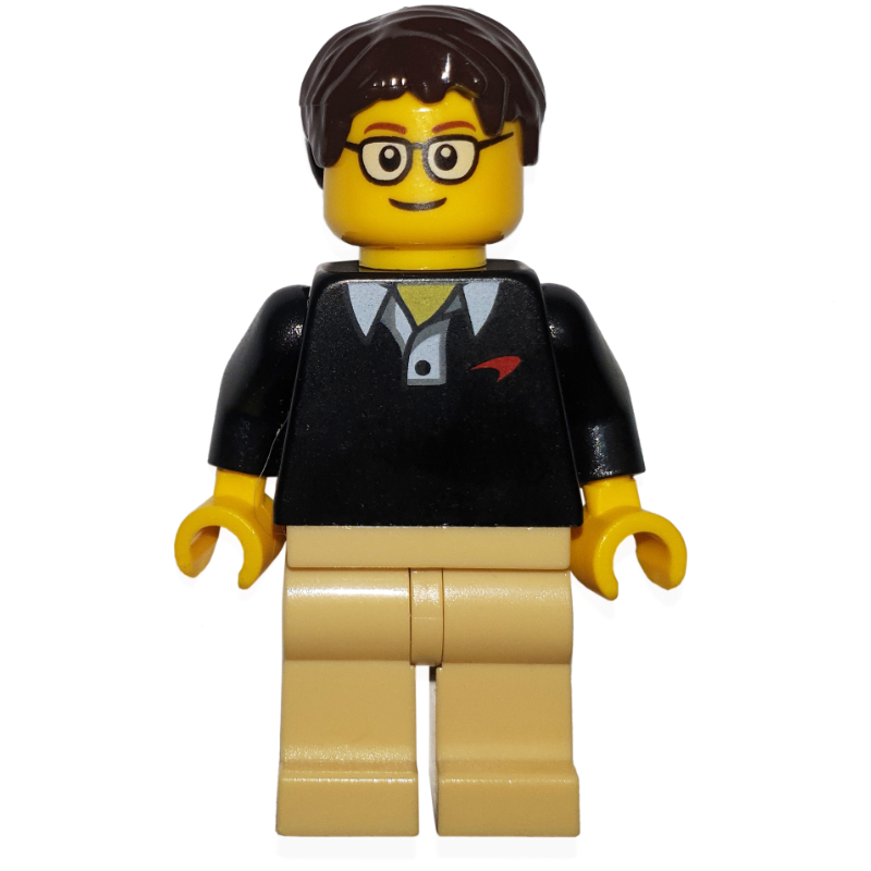 LEGO Race Driver, Black Torso, Tan Legs, McLaren (fig-007535)