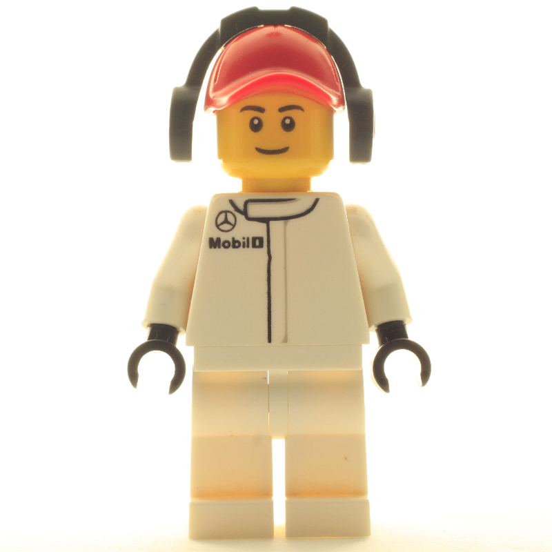 LEGO Pit Crew, White Torso, White Legs, Red Cap, Male (fig-007537)