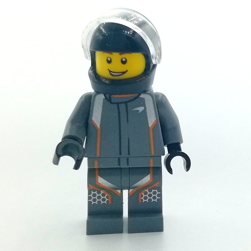LEGO Race Driver, Dark Bluish Gray Torso, Dark Bluish Gray Legs, Black Helmet, McLaren (fig-007539)