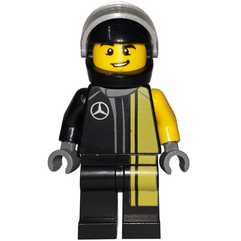 LEGO Race Driver, Black Torso, Black Legs, Black Helmet, Mercedes (fig-007540)