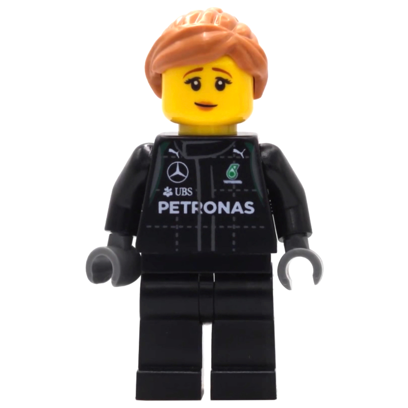 LEGO Pit Crew, Black Torso, Black Legs, Medium Nougat Hair (fig-007543)