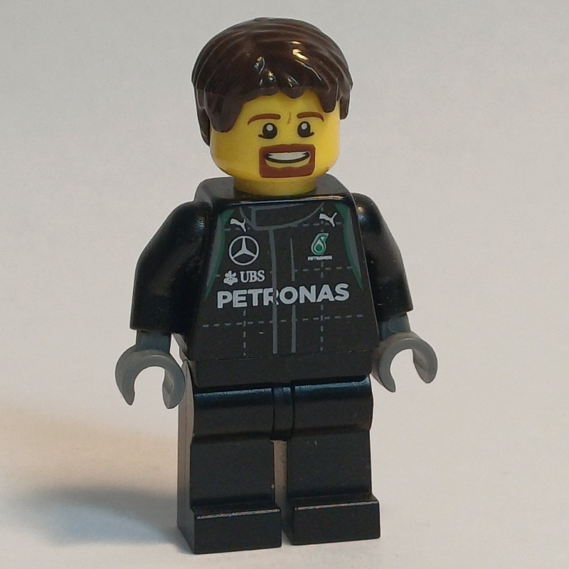 LEGO Pit Crew, Black Torso, Black Legs, Dark Brown Hair (fig-007546)