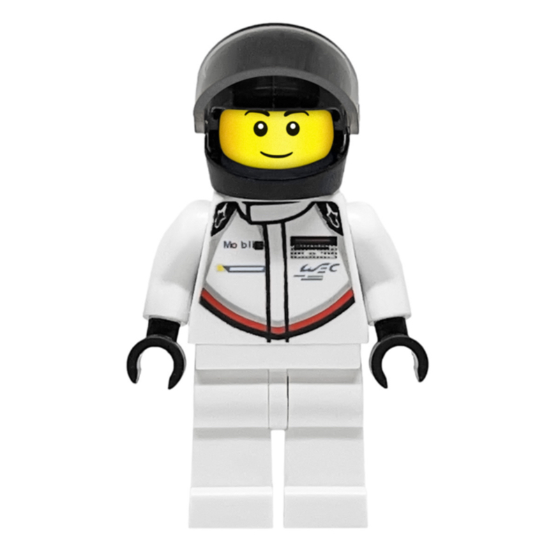 LEGO Race Driver, White Torso, White Legs, Black Helmet, Porsche (fig-007554)