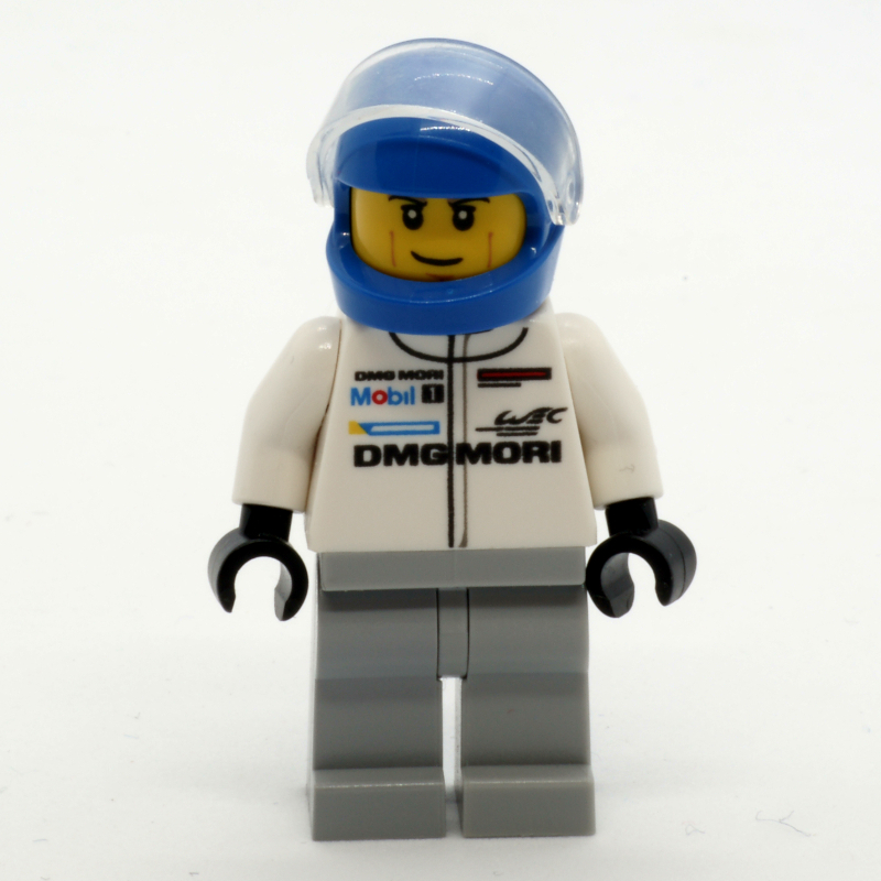LEGO Race Driver, White Torso, White Legs, Blue Helmet, Porsche (fig-007557)