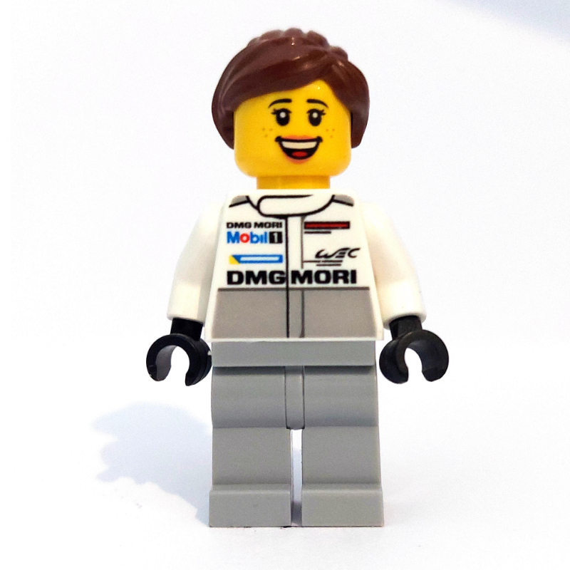 LEGO Mechanic, White Torso, Light Bluish Grey Legs, Reddish Brown Hair (fig-007558)