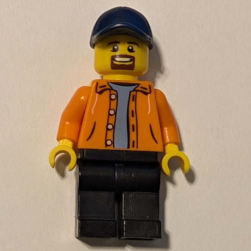 LEGO Orange Torso, Black Legs, Dark Blue Cap (fig-007560)