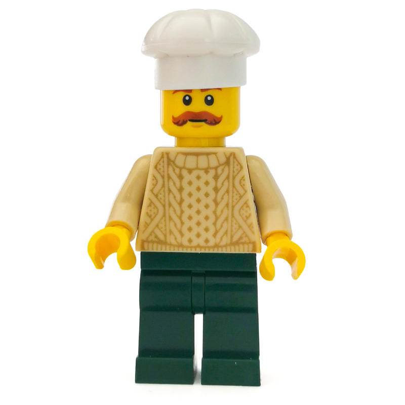 LEGO Chef, Tan Sweater, Dark Green Legs, Moustache (fig-007567)