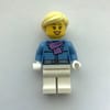 Woman, Medium Blue Jacket with Medium Lavender Scarf, White Legs