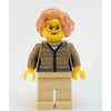 Woman, Dark Tan Cardigan with Zipper, Tan Legs, Nougat Hair, Glasses